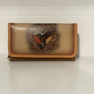New Mexican Artisan Hummingbird Heart Large Wallet, Coin purse/w mirror Cartera